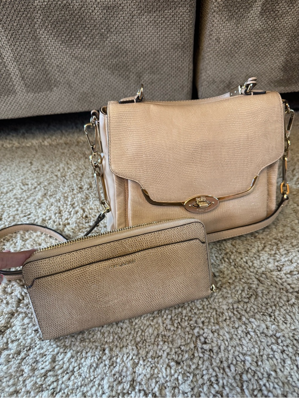 Coach Blush Beige Crossbody Bag with Matching Wallet
